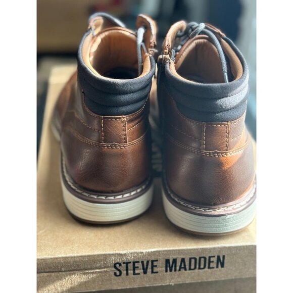 Steve Madden Men's Cognac Leather Boots Durable & Stylish - Picture 3 of 8